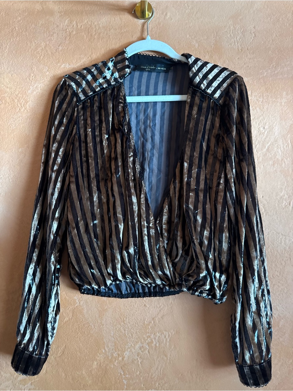 House of Harlow 1960 x REVOLVE Metallic Striped Velvet Blouse Size S